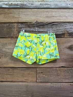 J. Crew Shorts with yellow flowers, green/yellow, Size 6,